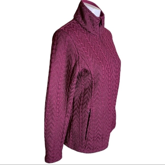 Boston Traders Womens Cable Knit Sweater Jacket in Berry Size Small - Picture 2 of 6